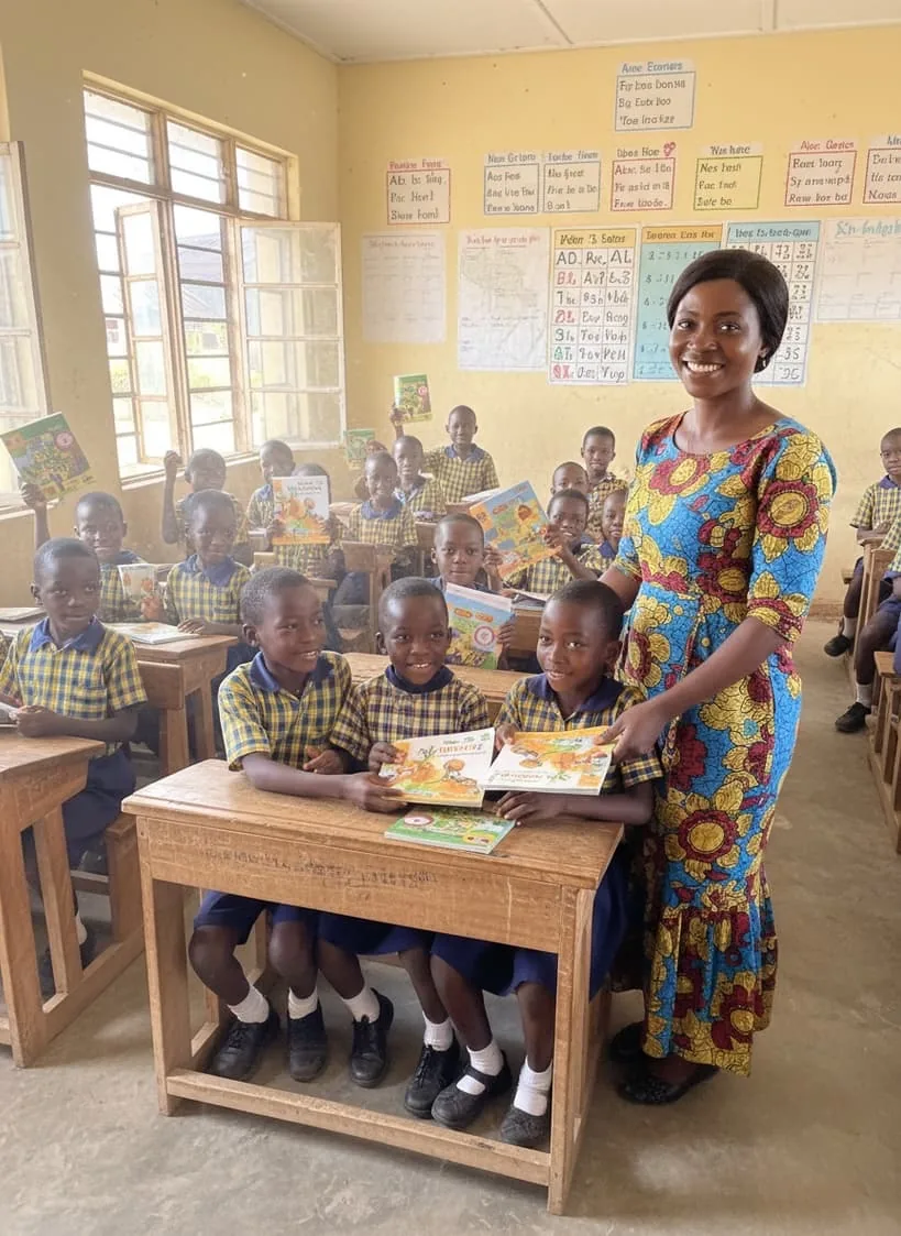 Pupils outside a foundation-equipped classroom during the 2024 education drive